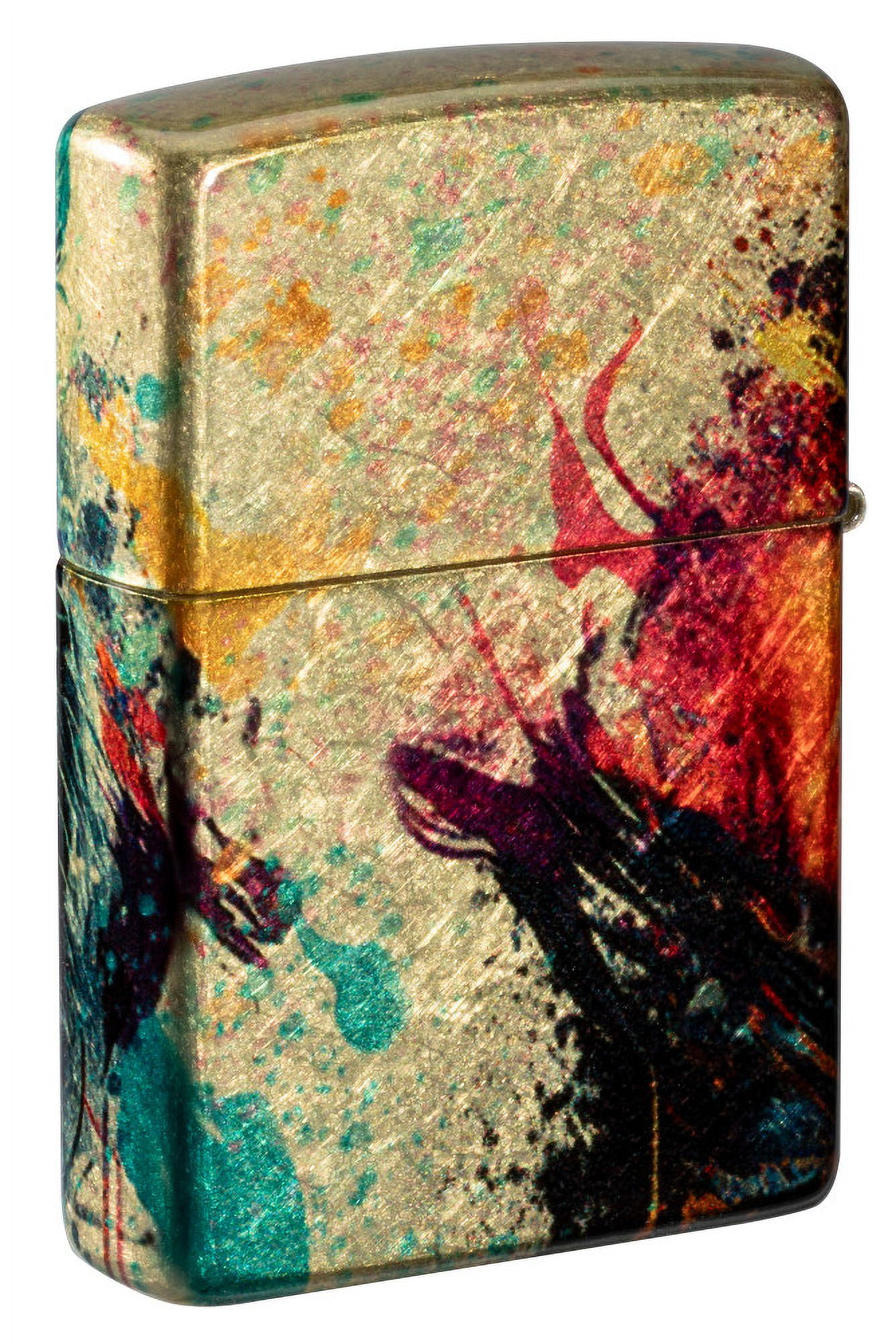 Zippo Painted Tiger Design 540 Tumbled Brass Pocket Lighter