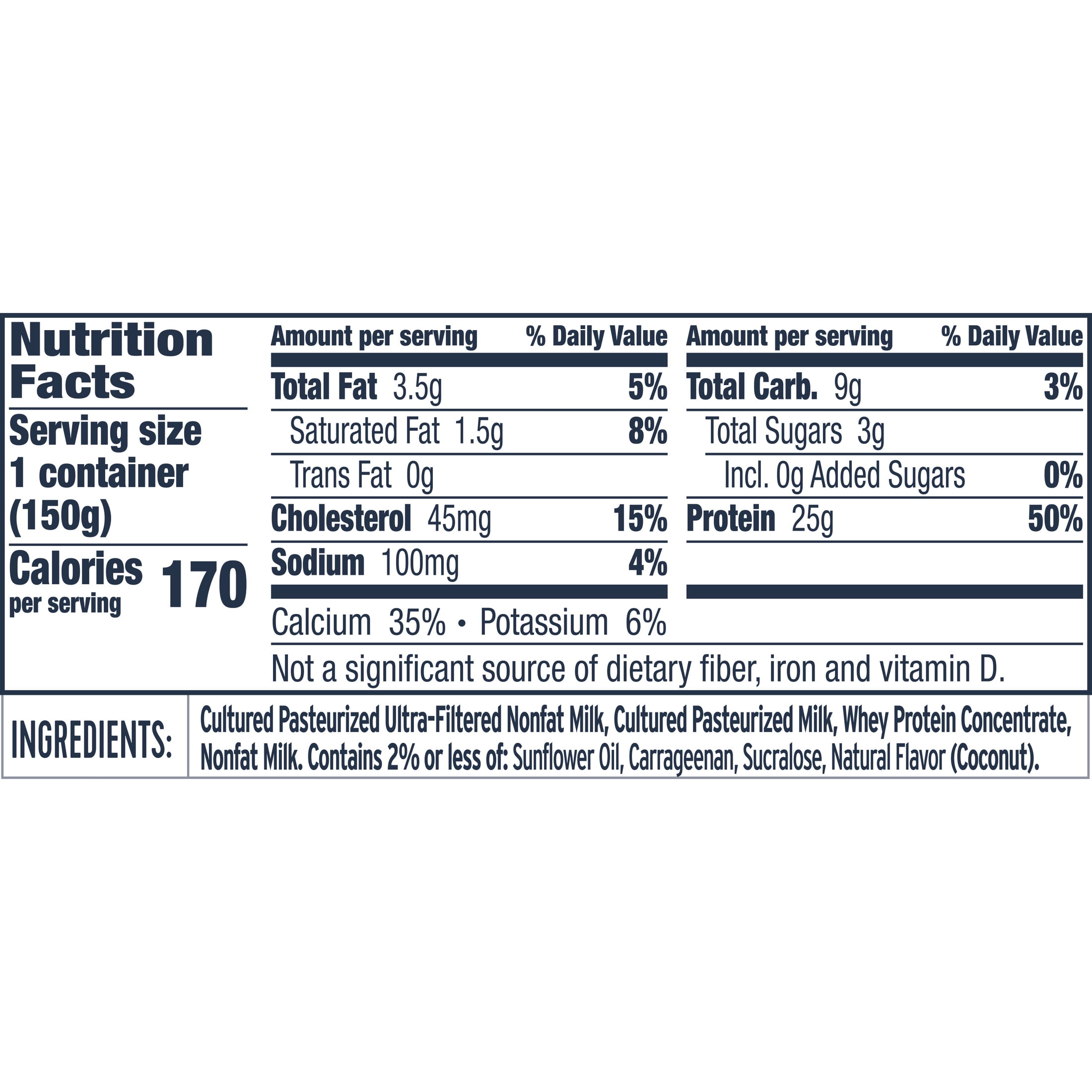 Ratio Yogurt Protein Cultured Dairy Snack, Coconut, 25g Protein, 5.3 OZ