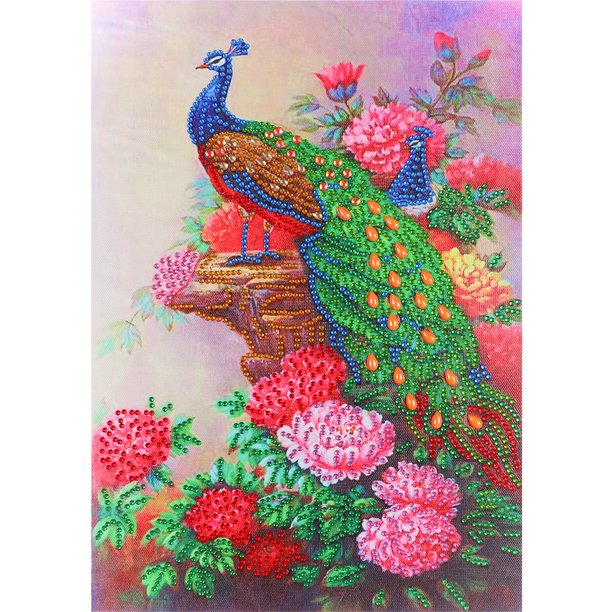 Kit de pintura de resina de diamantes de imitación con forma especial de taladro de pieza de pavo real de mosaico DIY Likrtyny Arte deco