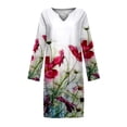 thumbnail image 3 of WILLBEST Maxi Vestidos de Mujer Vestido Vintage Informal con Estampado de Flores y Cuello En V para Mujer Vestido Elegante de Manga Larga y Longitud Media Extra Grande, 3 of 3