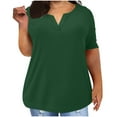 thumbnail image 2 of DPTALR George Plus Size Women’s V-Neck Short Sleeve T-Shirts,12 Colors: Soft,Breathable & Casual Loose Fit Tops,Army Green,Size XXL, 2 of 5