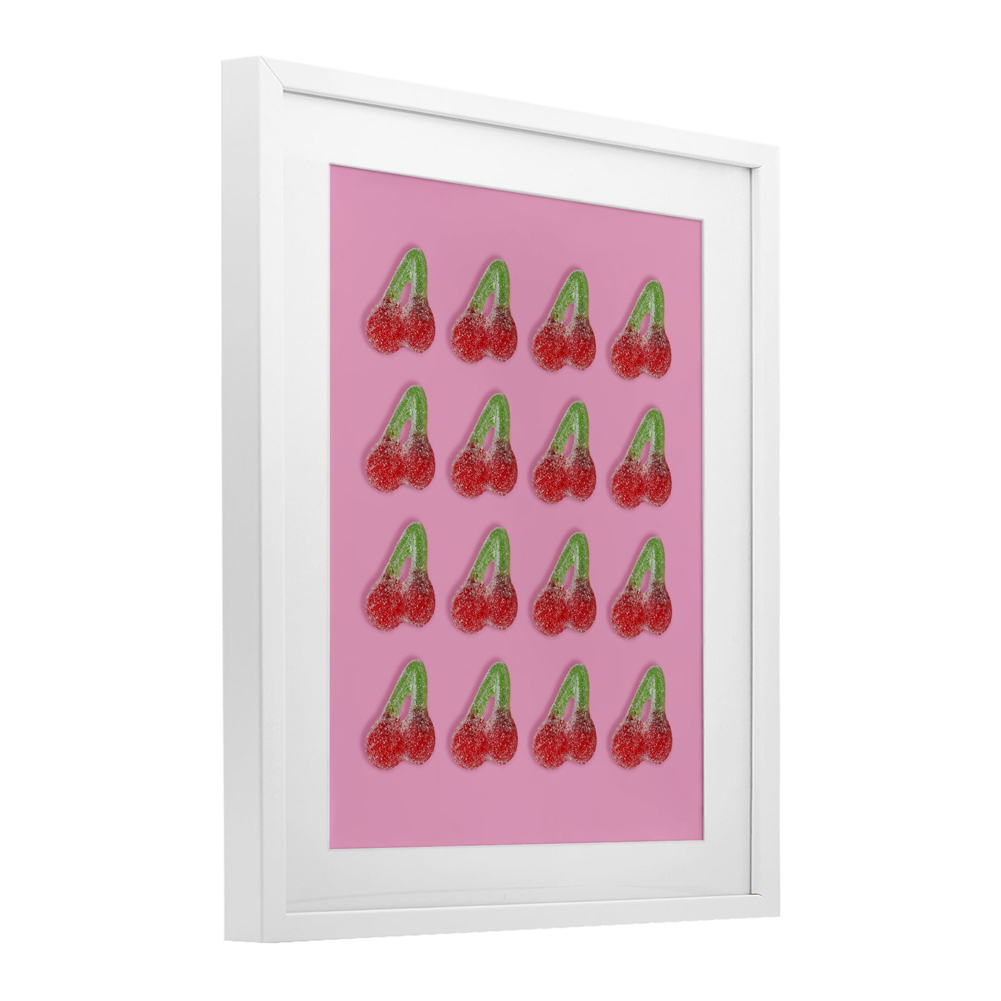 Stupell Industries Cherry Candy Pattern White Framed Print Under Glass, design by LISH Creative