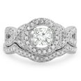 thumbnail image 3 of Dazzlingrock Collection 1.00 Carat (ctw) 14K Round Cut Diamond Swirl Bridal Halo Engagement Ring Set 1 CT, White Gold, Size 10, 3 of 4