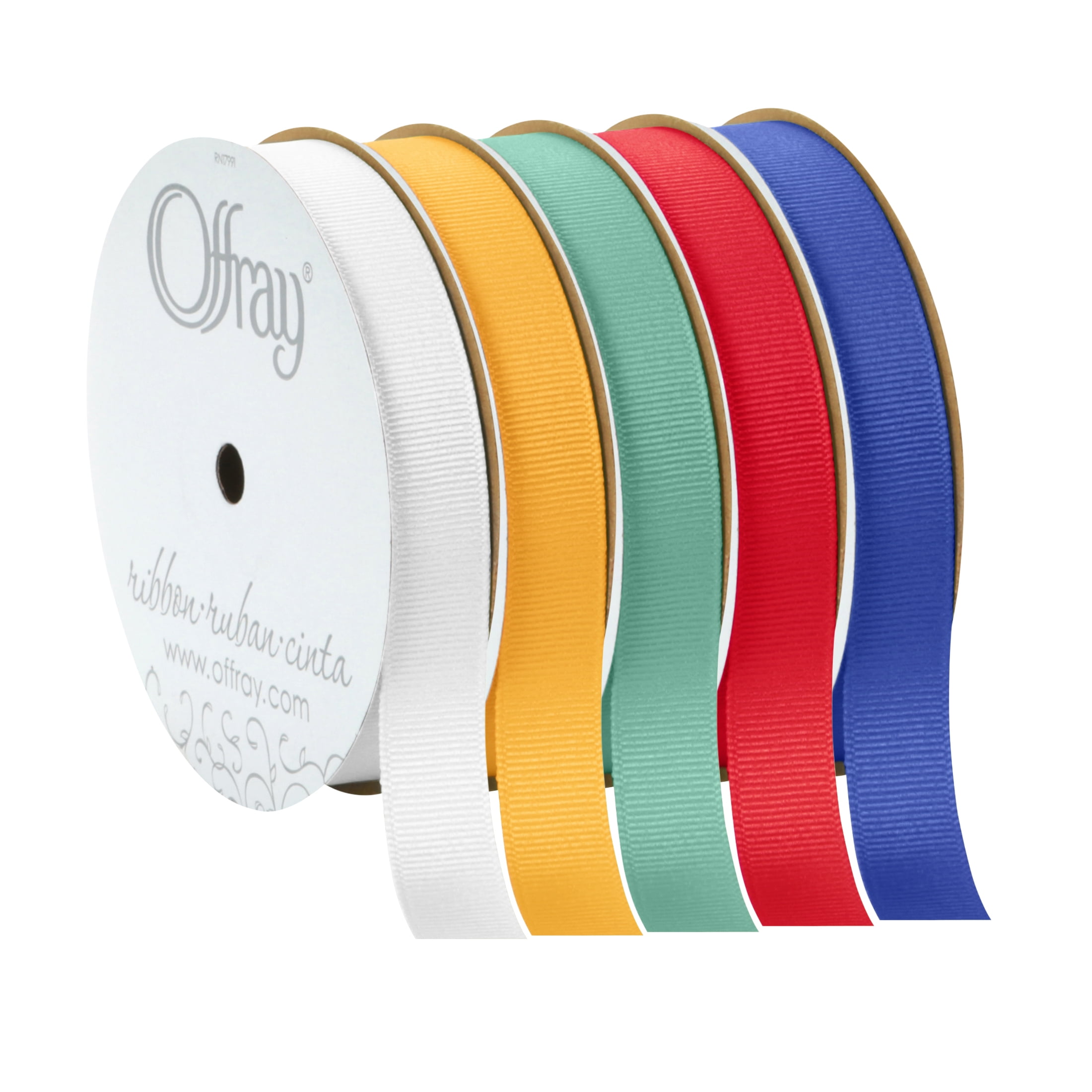 Offray Ribbon, Navy 5/8 inch Grosgrain Polyester Ribbon, 18 feet