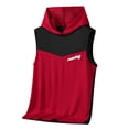 thumbnail image 5 of BRGZLK Men's Athletic Tank Tops Summer 2026 Color Block Round Neck Casual Sport Hooded Tank Tops Bodybuilding Muscle Cut Off T-Shirts for Running Red L, 5 of 6
