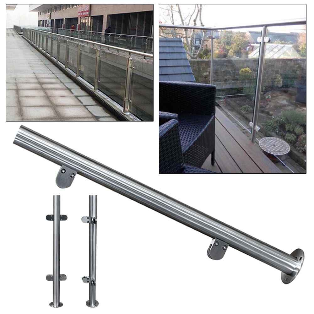 VEVOR Balustrade Railing Posts Glass Railing 43.3inch Stainless Steel w/Top Seat 