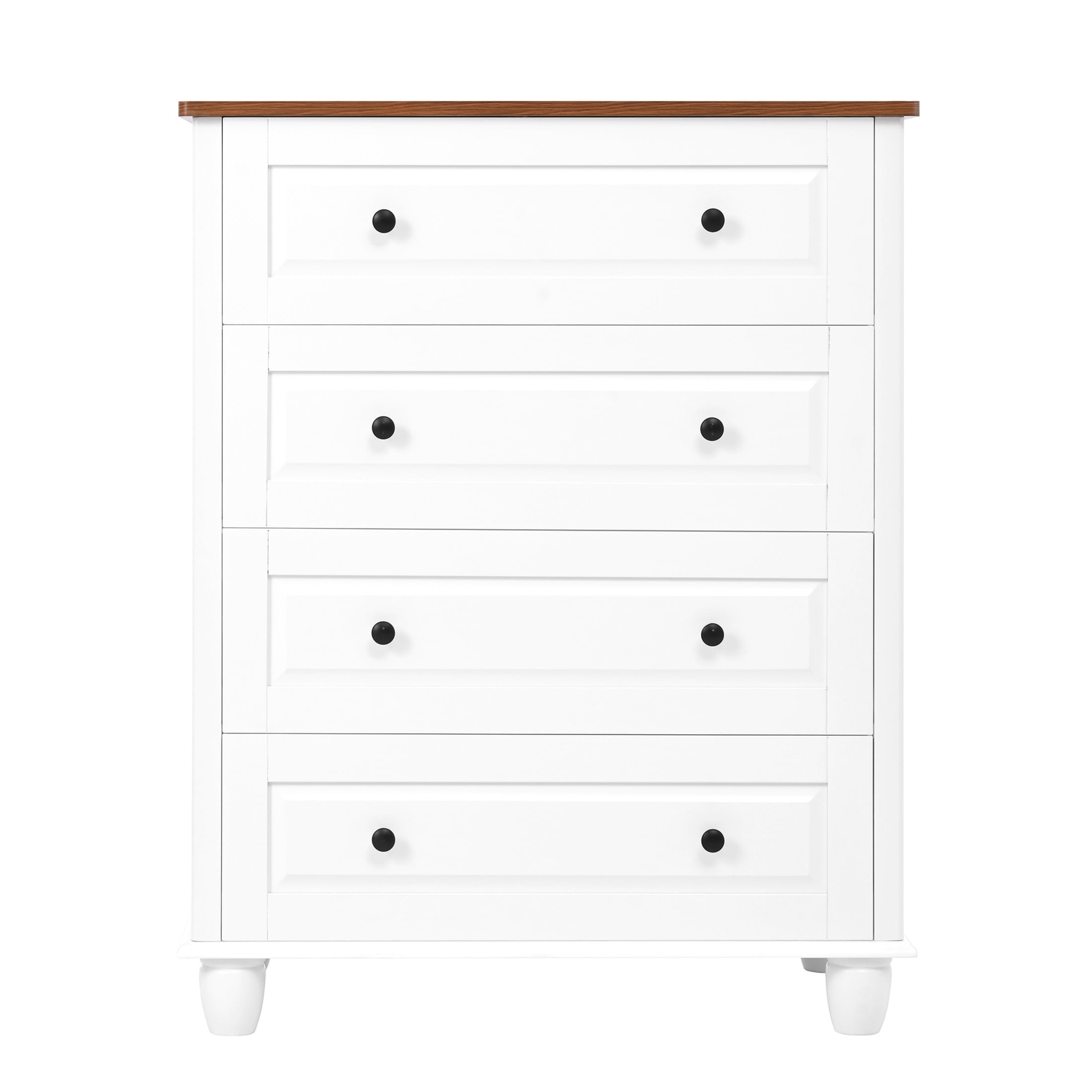 Noble House Modern Chest of Drawers, Pine Wood Frame 4-Drawer Tall Storage Dresser with Solid Wood Legs, White