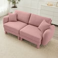 thumbnail image 2 of Newest Boucle Fabric 2-seater Loveseat Sofa Couch,Distinctive Shell-shaped Armrests,Cylindrical Legs Wrapped,Self-fabric,Pink Color, 2 of 15