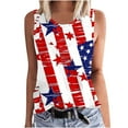 thumbnail image 2 of Fartey 4th of July for Women Plus Size Summer Sleeveless Shirts Funny Stars Stripes Print Crew Neck Tees Memorial Day Patriotic Tanks Red M, 2 of 5