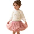 thumbnail image 5 of ROHUUQUE Toddler Girl Knit Sweater Cute Bow Pearl Long Sleeve Crewneck Christmas Pullover Back to School Clothes 2-9 Years White, 5 of 9