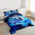 thumbnail image 3 of Feelyou Wildlife Wolf Full Size Comforter Sets, Mystic Aurora Galaxy Bedding Sets, 3pcs, 3 of 8