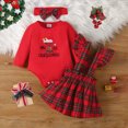 thumbnail image 2 of NOLDARES Newborn Infant Baby Girl Dress Clothes Winter Outfits Top Romper Overalls Dresses Suspender Skirt Set for Girls(Red,6-9 M), 2 of 7