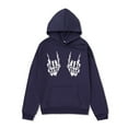 thumbnail image 5 of Gothic Women's Skeleton Skull Graphic Print Hoodie Drop Shoulder Halloween Long Sleeve Drawstring Pullover Sweatshirt With Pocket, 5 of 7