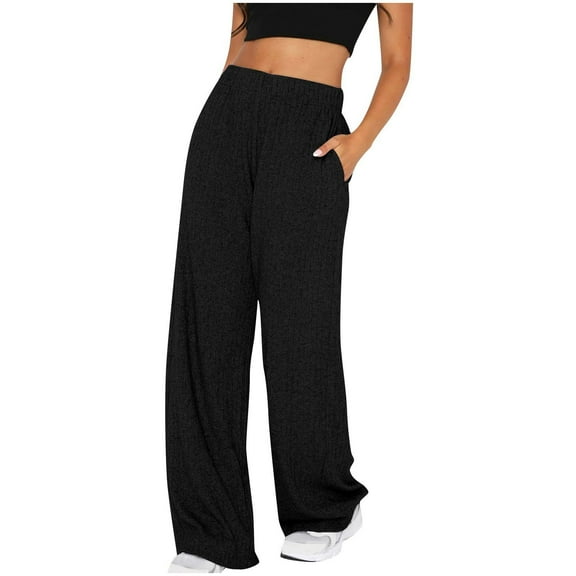 Maean Women's Wide Leg Pants with Pockets Dressy Trendy Elastic Waist Stripe Business Casual Work Trousers