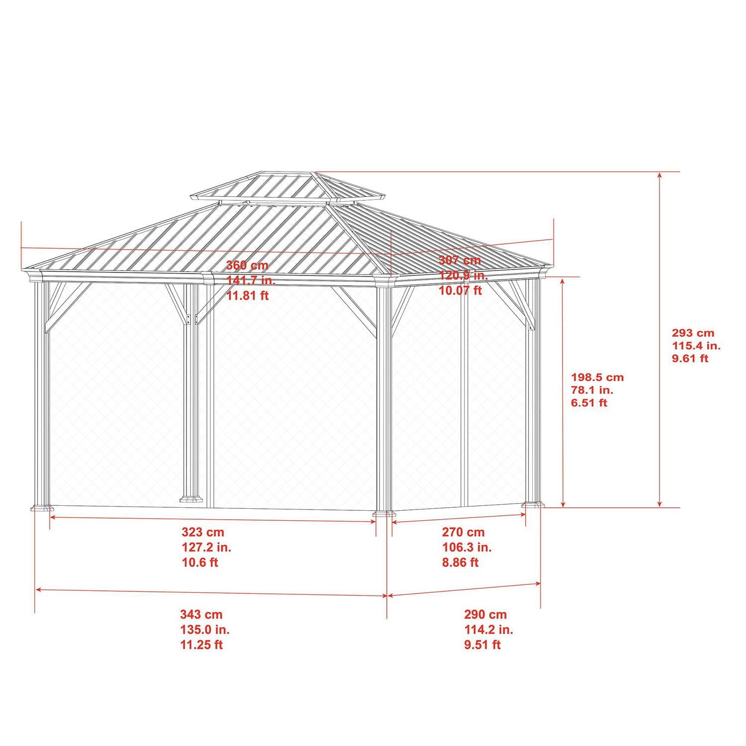 Hometrends  10 ft. x 12 ft. Hardtop Aluminum Gazebo