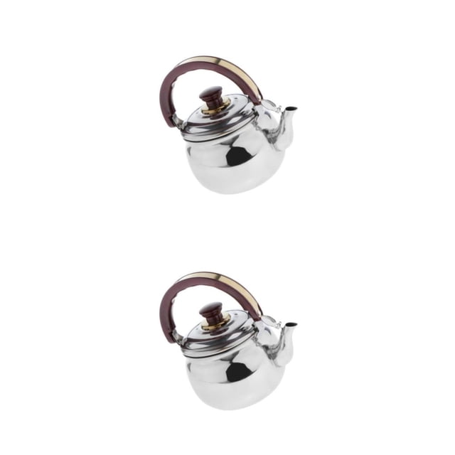 Bewildely Outdoor Camping Stainless Steel Whistling Kettle Tea Kitchen Silver Pot 2.7L 20cm 2Conjunto