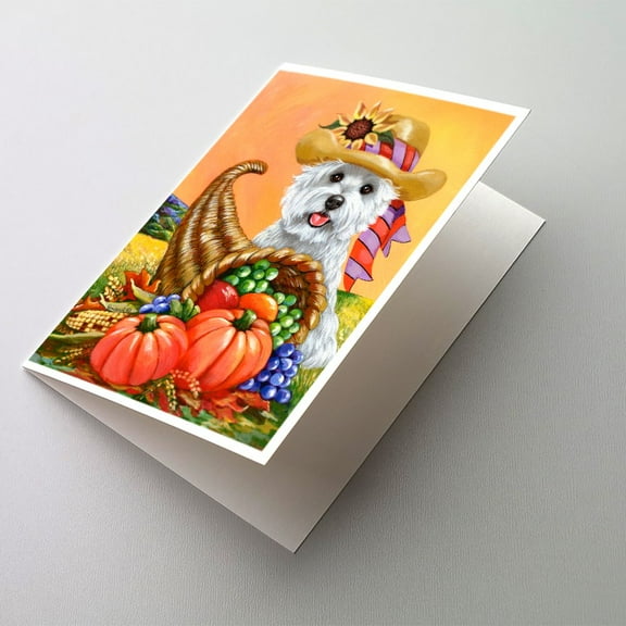 Westie Autumn Greeting Cards and Envelopes Pack of 8