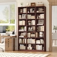 thumbnail image 3 of Hiphuta 21-Cube Bookcase, 86"H Tall Wooden Bookshelves for Bedroom, Living Room and Office, Freestanding Display Shelves Cube Organizer, Cherry, 3 of 10
