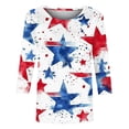 thumbnail image 5 of Kezqiaxn 4Th Of July 3/4 Sleeve Tops for Women Crew Neck Casual Loose Blouses Summer Work Shirts Plus Size Womens Clothing, 5 of 5