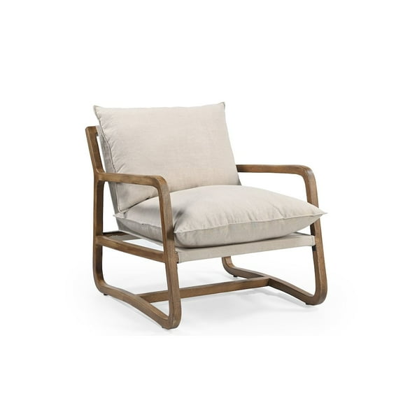 Taran Designs Kenneth Upholstered Solid Wood Accent Chair in Beige/Brown