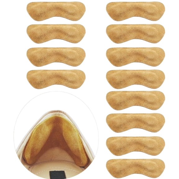 6 Pairs Extra Thick 0.35 Inch Heel Pads - Soft Cowhide Liner with Adhesive Backing, Stops Blisters & Improves Shoe Fit for Formal/Casual Footwear, Unisex Design