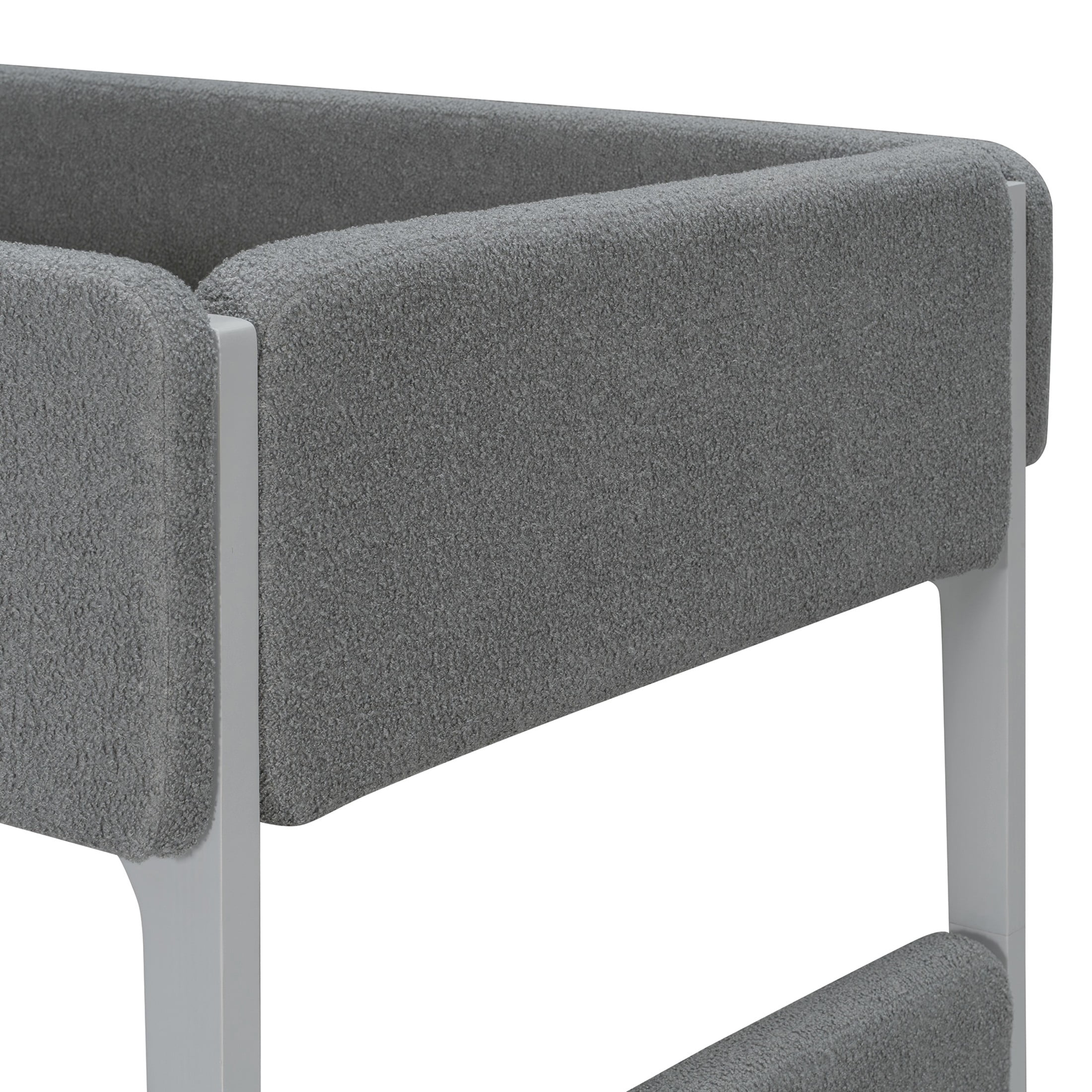 Christopher Knight Home Twin Over Twin Upholstered Bunk Bed for Kids, Thick Padded Headboard, Gray