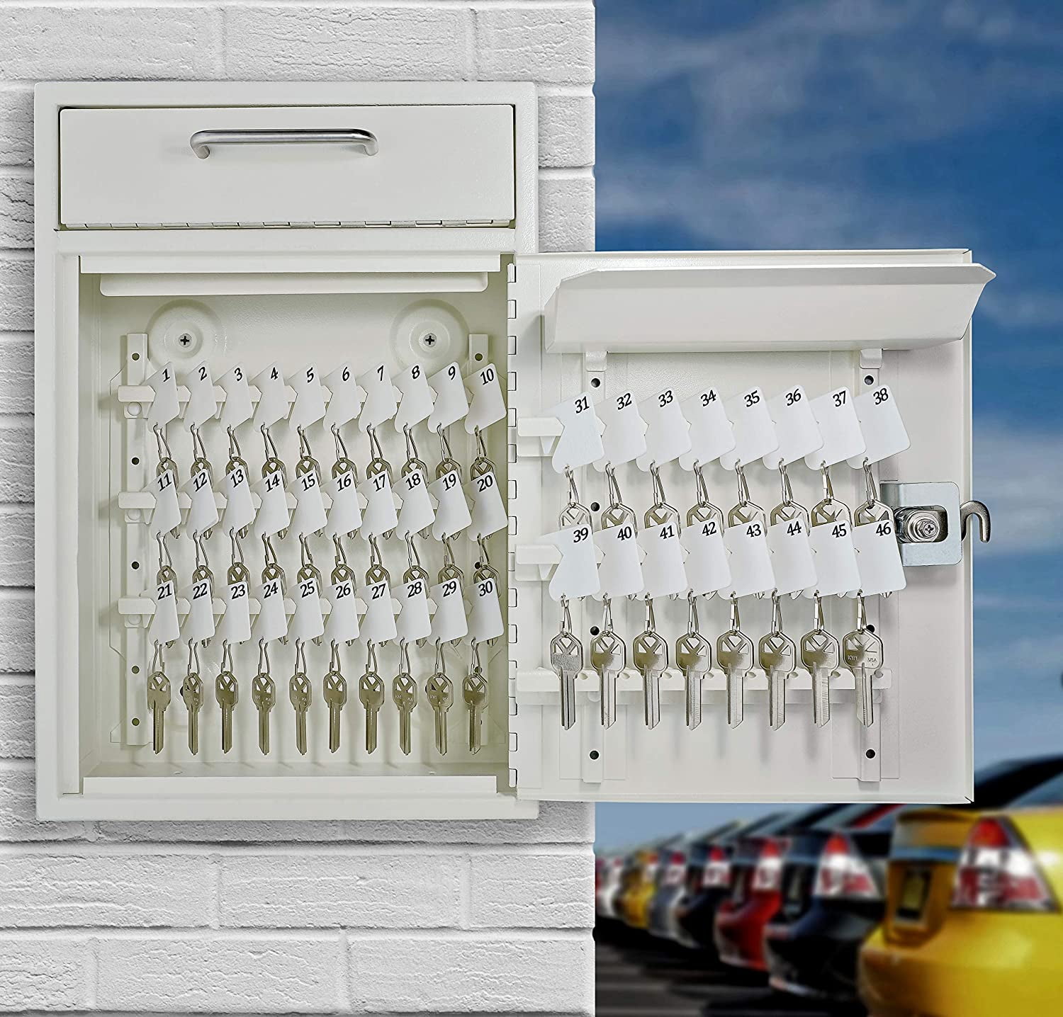 Mail Boss Steel Locking Security 105 Position Key Cabinet Dropbox Lock, White