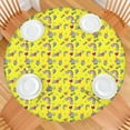 thumbnail image 2 of Yellow Cartoon Unicorn Rainbow Heart Pattern Round Fitted Tablecloth with Elastic Edge,Dining Table Cover Waterproof,Outdoor Round Tablecloth for Camping,Dining,Indoor and Outdoor, 2 of 7