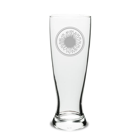 Sunflower Deep Etched University Beer Pilsner Glass