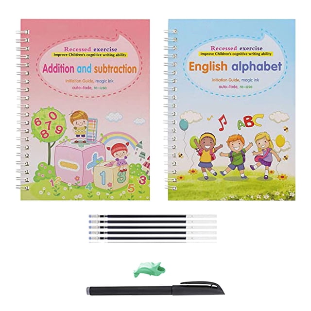 Fournitures Scolaires en Solde Collège Calligraphie Magique Réutilisable Écriture 2 Cahier 1 Stylo 1 Porte-Stylo 5 Recharges 10ML