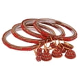 thumbnail image 6 of Efulgenz Red Rhinestone Crystal Beaded Bracelet Bangle Set with Hanging Jhumki Tassel Charms Bollywood Style indian Bangles Jewelry for Women (4 Pcs) Size 2.4, 6 of 7
