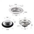 thumbnail image 2 of Juego de Tapón de Drenaje para de Cocina, Tapón Universal Antiobstrucción de Acero Inoxidable para Triturador de Basura de 3,5", 2 of 5