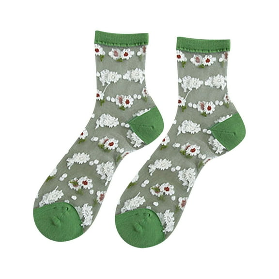 Aoochasliy Christmas Socks Trendy Women Mesh Ladies Breathability Patchwork Thin Socks Stockings