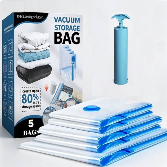 Vacuum Storage Bags with Hand Pump,Vacuum Seal Bags for Clothing Travel,80% Space Saver Vacuum Seal Storage Bags for Clothing, Travel Lugggage, Blankets, Comforters
