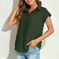 thumbnail image 4 of Bigersell Womens Short Sleeve Tunic Tops Women's Casual Summer Chiffon Short Sleeve Button Cardigan Shirt Tops Blouse Big & Tall Lace Crew Neck Short Sleeve Tops Style B53042 Army Green M, 4 of 6