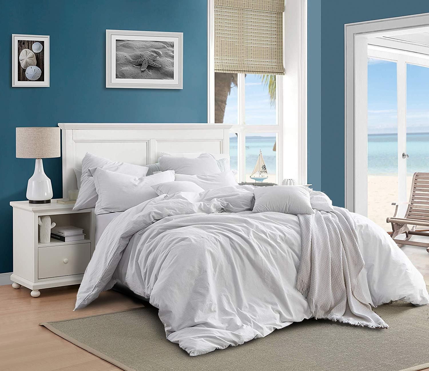 Swift Home Ensemble de housse de couette uni prélavé 100 % coton