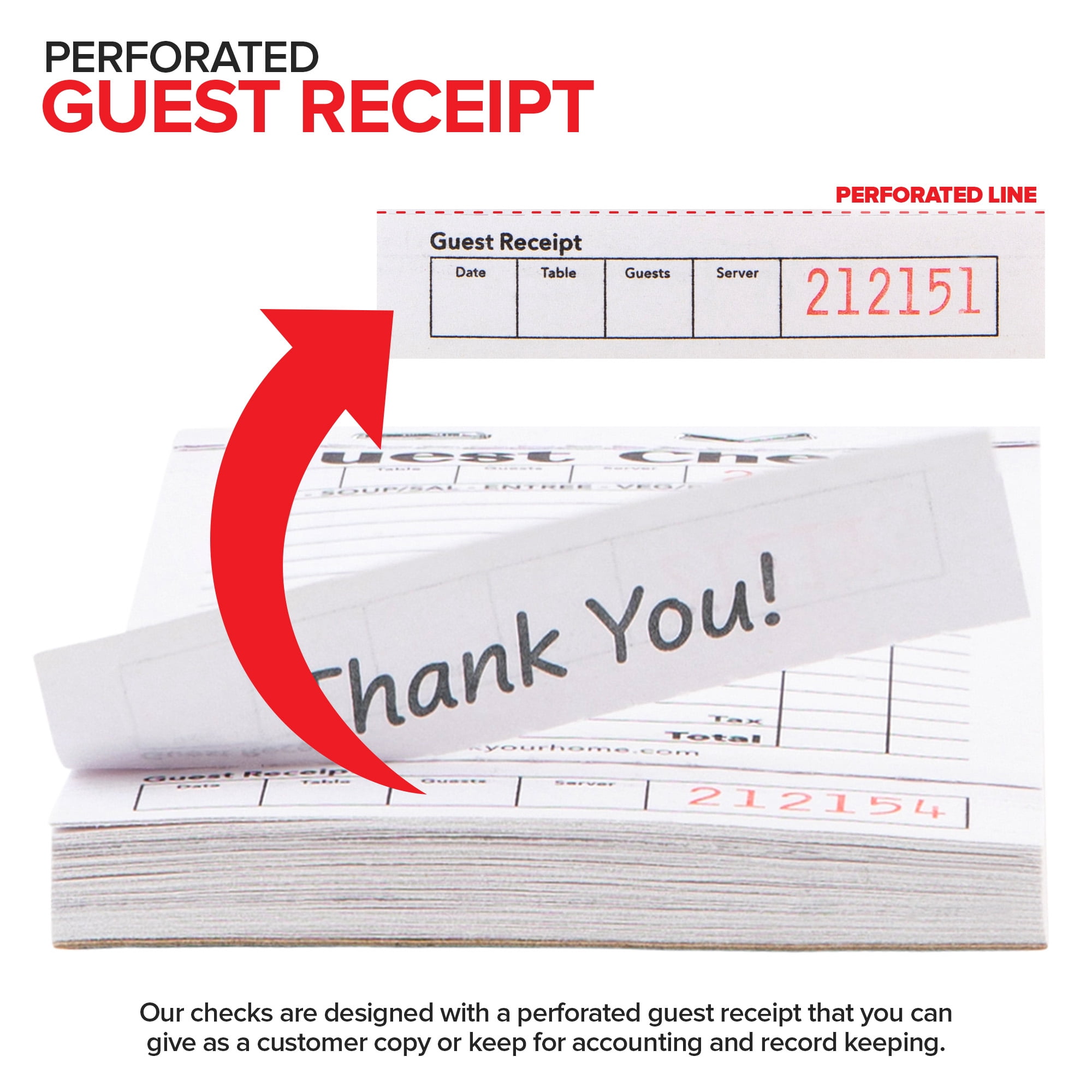 Stock Your Home Black and White Guest Check Books for Servers, 160 Pack – Server Note Pads, Waiter Checkbooks, Food Receipt Books, Restaurant Order Pads, Paper Checks, 1000 Tickets