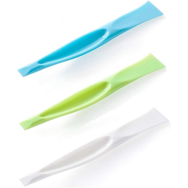Raspador de Limpieza Herramienta de Cocina - Raspador de Parrilla de Barbacoa de Plástico Antirrayas Multifunción, Abrelatas, Etiqueta, Goma, Abridor de Botellas 3 Piezas (Verde + Azul + Bei