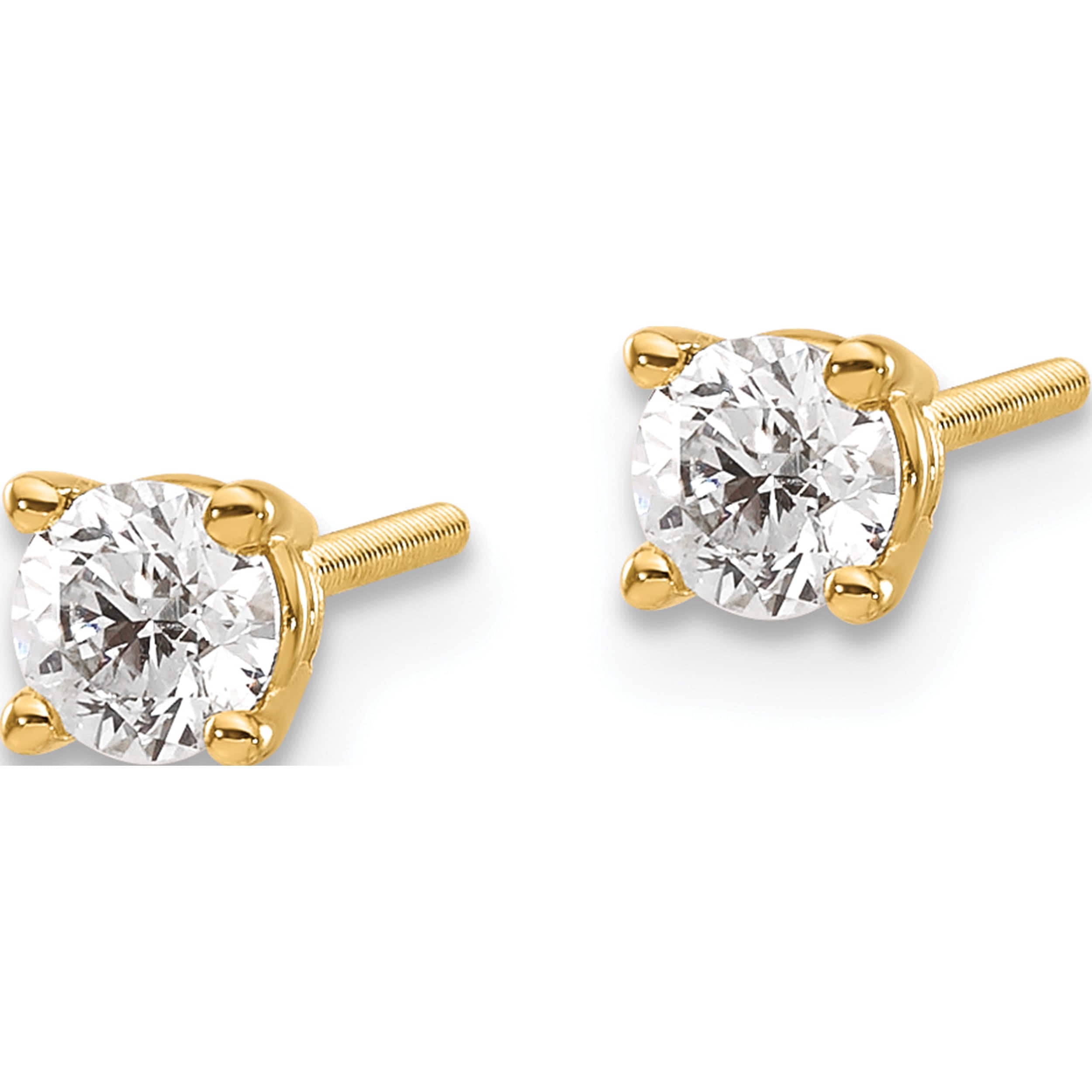 14K Yellow Gold 14Ky .50Ct. Si3 G-I Diamond Stud Thread On/Off Post Earrings (4.1 X 4.1) Made In United States st3-50