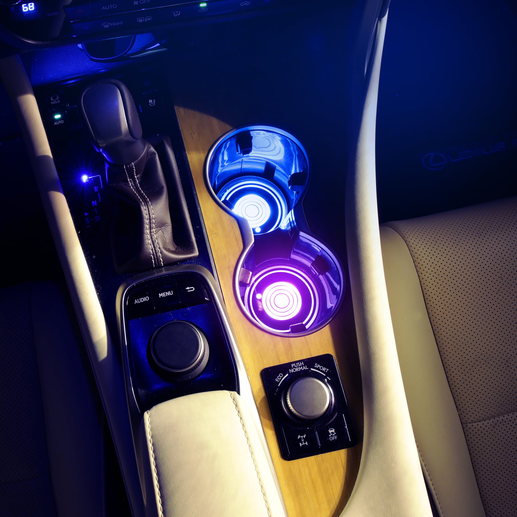 Monster LED 2 Pack Multi-Color LED Cup Holder Light, Universal Car  Compatibility, Smart Sensor 