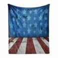 thumbnail image 1 of Rustic Wood Soft Flannel Fleece Throw Blanket, Old Grunge Themed Arrangement with Stars and Stripes, Cozy Plush for Indoor and Outdoor Use, 50" x 60", Pale Maroon Pale Grey, by Ambesonne, 1 of 6