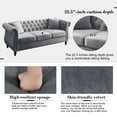 thumbnail image 5 of 2 Piece Chesterfield Velvet Sofa, 80" 3-Seater and 59" Loveseat Sofa Set, Tufted Couch with 4 Pillows,Rolled Arms and Nailhead for Living Room, Bedroom, Office, Grey, 5 of 9