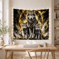 thumbnail image 5 of Three Wolves in Golden Halo Against Dark Swirling Background, Mystical Fantasy for Wildlife Fans, Nature Inspired Wall Art, Halloween Gift Tapestry Wall Hanging for Living Room and Bedroom, 5 of 7