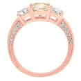 thumbnail image 2 of 3.61 ct Emerald Cut Natural Morganite 3 Stone 14K Rose Gold Womens Engagement Ring, 2 of 3
