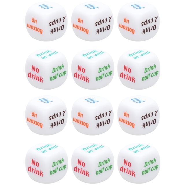 MasteelfCA 12Pcs 2CM English Drinking Game Dice Creative Entertainment Dice (Random Color)