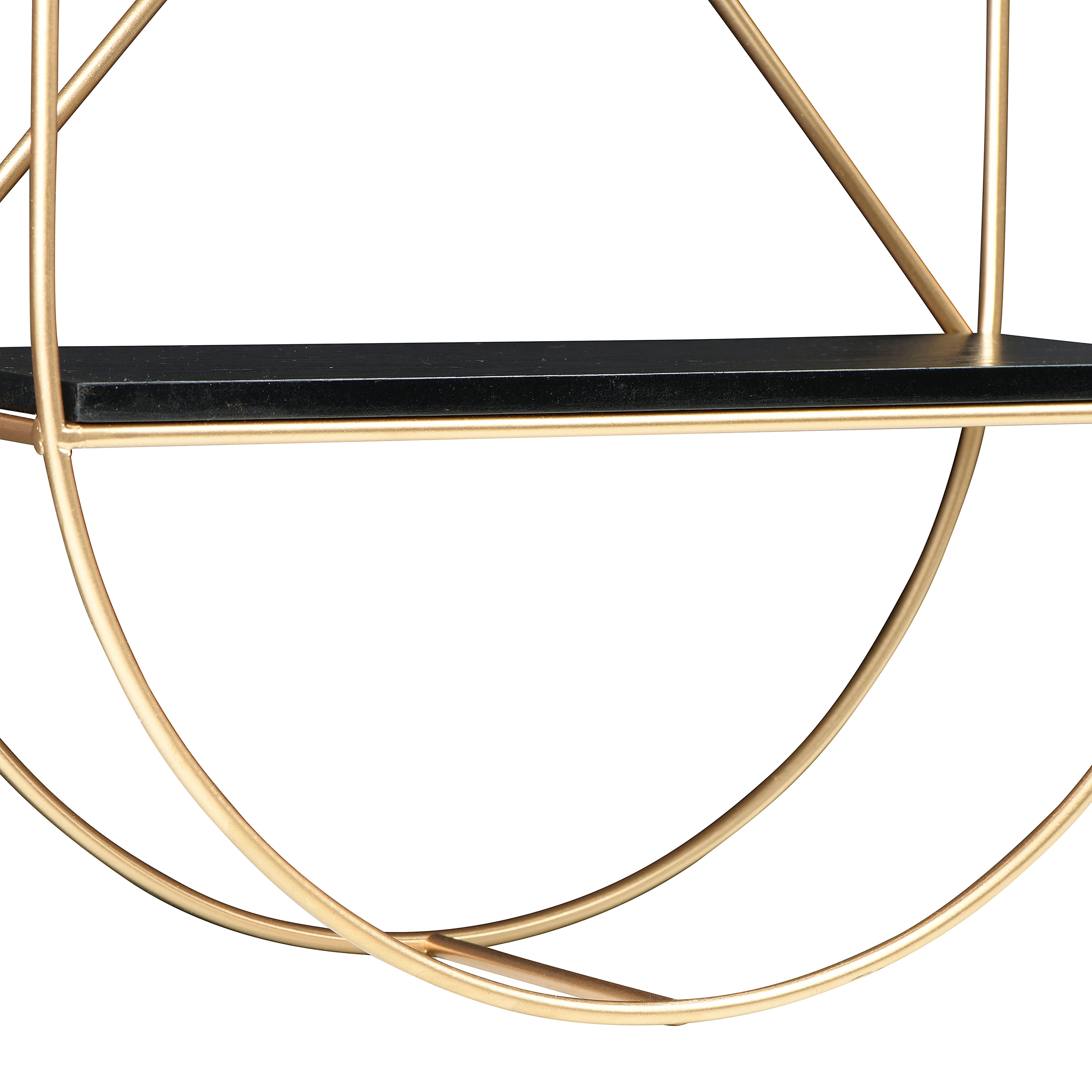 Creative Co-Op Wood and Gold Oval Wall Shelf