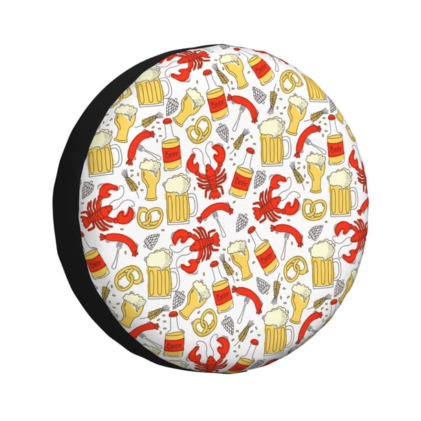 Balery Crabs And Beer Cubiertas para Neumáticos - Protector Resistente para Neumáticos de Camioneta, SUV, Remolque, Camper y RV-14 inch