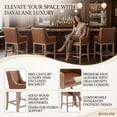 thumbnail image 4 of Dayalane Modern Farmhouse Bar Stools Set of 4, 26.5" Counter Height Bar Stools with Armrests, Faux Leather Upholstered & Solid Wood Legs Island Chairs for Dining Rooms Kitchens Pub, Brown, 4 of 12