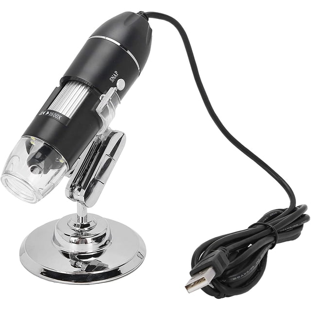 Microscopio electrónico portátil, microscopio digital 1600X 8 con 8 luces LED, microscopio electrónico de mano USB de alta definición Microscopio de aumento
