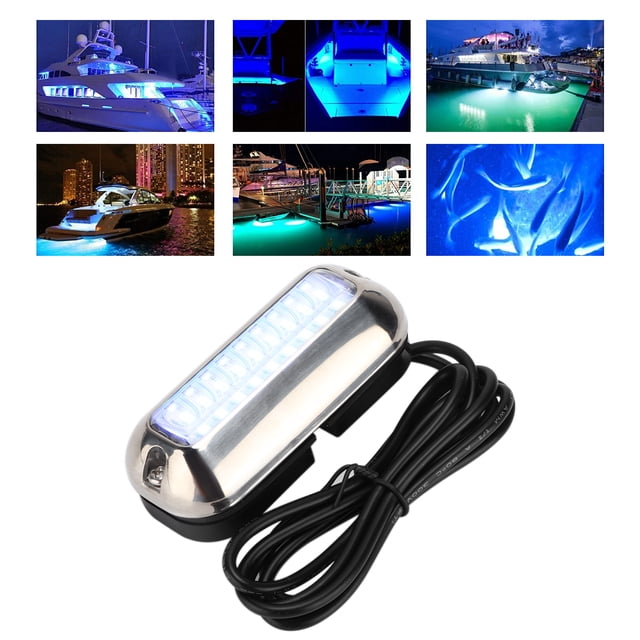 Luz De Popa, Lámpara De Popa Azul 27LED IP68 Impermeable Para Yate Marino